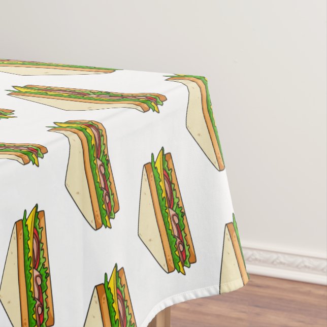 Sandwich cartoon illustration tablecloth (In Situ)