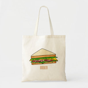 Sandwich cartoon illustration tote bag