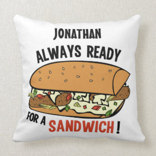 Sandwich custom name throw pillow