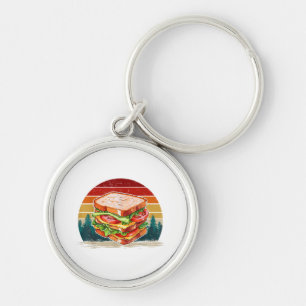Sandwich Food Vintage Style Distressed Retro Sandw Key Ring