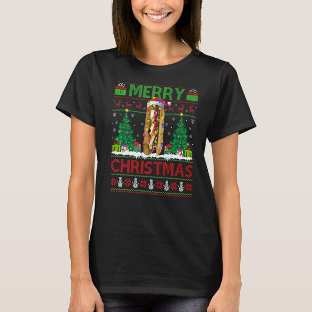 Sandwich Food  Xmas Tree Ugly Santa Sandwich Chris T-Shirt (Front)