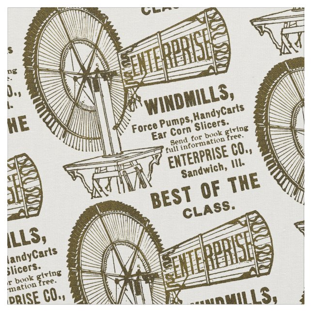 SANDWICH ILLINOIS 1889 ENTERPRISE WINDMILL CO. FABRIC (Close Up)