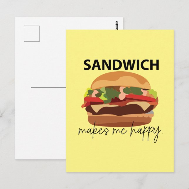 Sandwich Makes Me Happy Postcard (Front/Back)