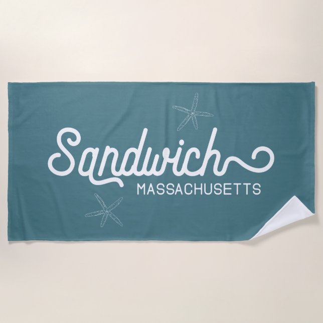 Sandwich Massachusetts Nautical Beach Towel (Front)