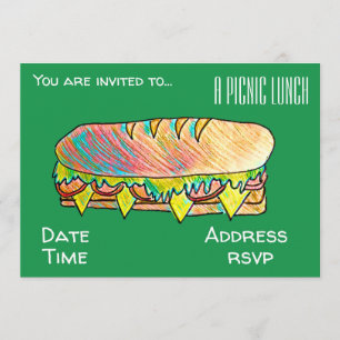 Sandwich picnic lunch party invitation