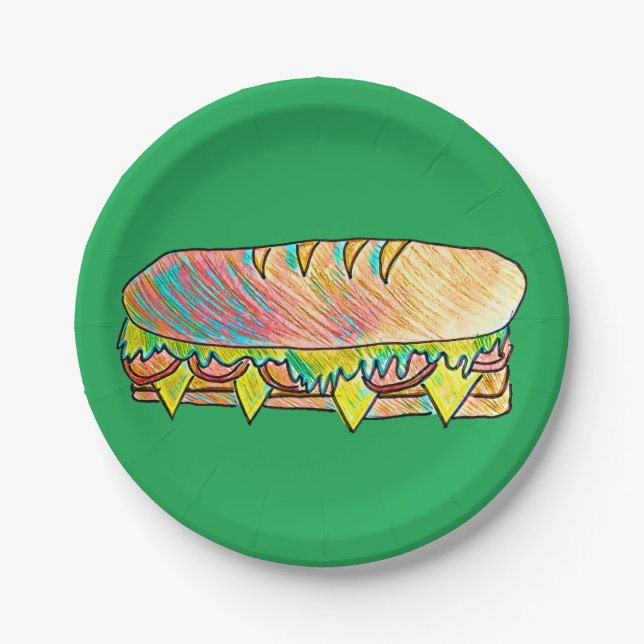 Sandwich picnic sub lunch party paper plate (Front)