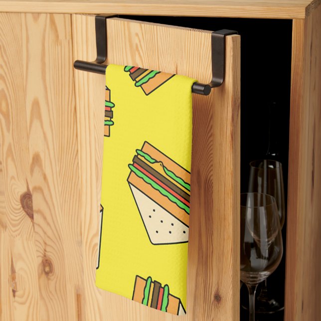 Sandwich Seamless Pattern | Sandwich Puns| Sandwic Tea Towel (Thirds Fold)