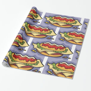 Sandwich with Lettuce Cheese and Sauce Wrapping Paper
