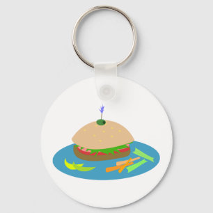 Sandwich with Veggie Sides Fun Food  Key Ring