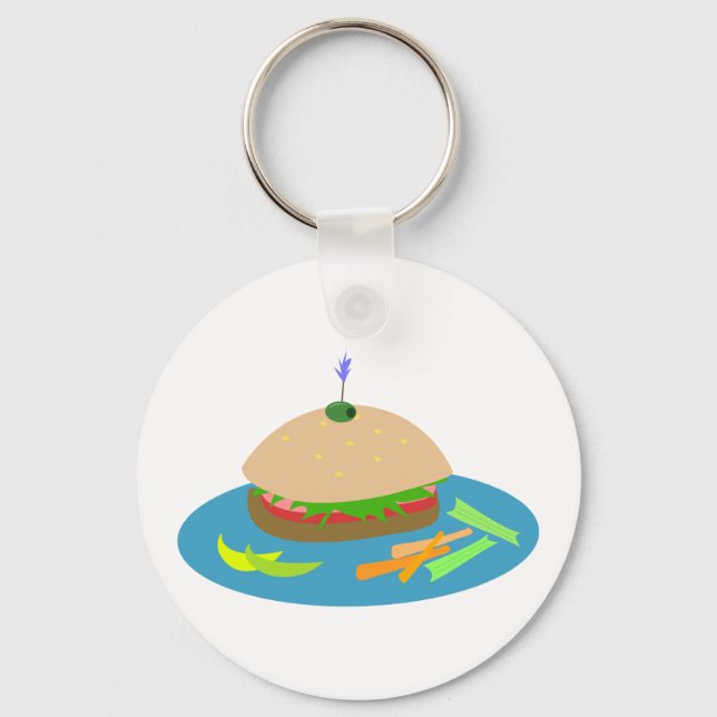 Sandwich with Veggie Sides Fun Food  Key Ring (Front)