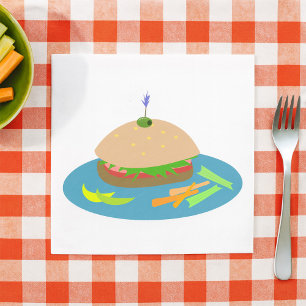 Sandwich with Veggie Sides Fun Food  Napkin