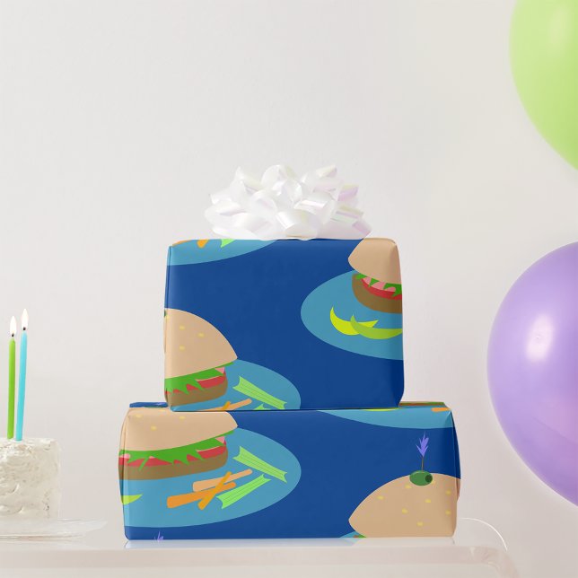 Sandwich with Veggie Sides Fun Food  Wrapping Paper (Creator Uploaded)