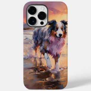 Sandy Australian Shepherd Dog on Beach Sunset  Case-Mate iPhone 14 Pro Max Case