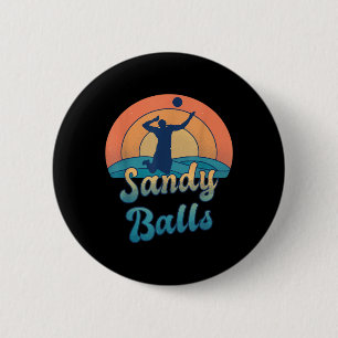Sandy Balls for a Beach Volleyball Player  6 Cm Round Badge