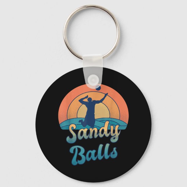 Sandy Balls for a Beach Volleyball Player  Key Ring (Front)