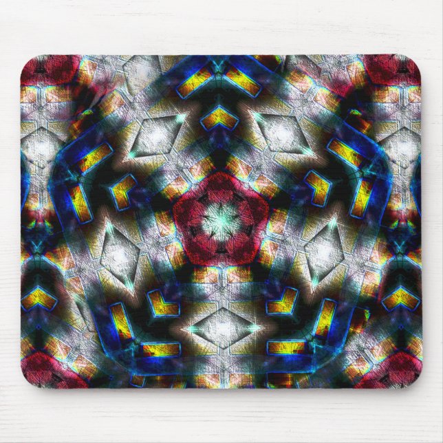 Sandy base with shapes in dark colours and lightin mouse pad (Front)