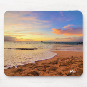 Sandy Beach and Sunset Mouse Pad