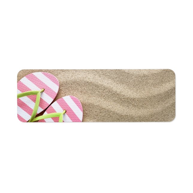Sandy Beach Background With Flip Flops Return Address Label (Front)