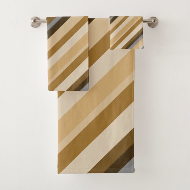 Sandy Beach Colours Inspired Striped Pattern Bath Towel Set (Insitu)