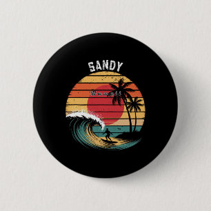 Sandy Beach Hawaii Beach Surfing  6 Cm Round Badge