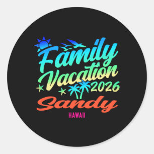 Sandy Beach Hawaii Family Vacation Summer 2026 Classic Round Sticker