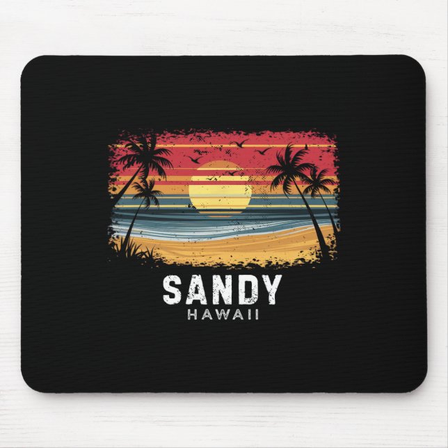 Sandy Beach Hawaii Surfboard Beach  Mouse Pad (Front)