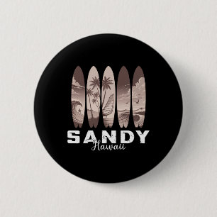 Sandy Beach Hawaii Surfboard Men Women Surfing 6 Cm Round Badge