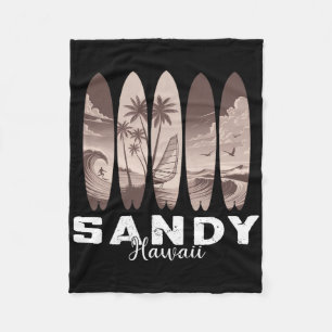 Sandy Beach Hawaii Surfboard Men Women Surfing Fleece Blanket