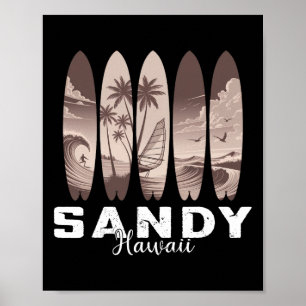 Sandy Beach Hawaii Surfboard Men Women Surfing  Poster
