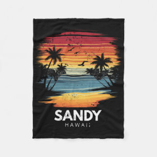 Sandy Beach Hawaii Surfboard Surfing Vintage Fleece Blanket