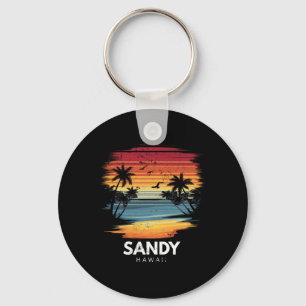 Sandy Beach Hawaii Surfboard Surfing Vintage  Key Ring