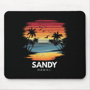 Sandy Beach Hawaii Surfboard Surfing Vintage Mouse Pad