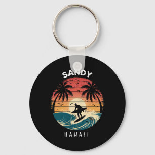 Sandy Beach Hawaii Surfboard Waves Beach Key Ring