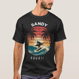 Sandy Beach Hawaii Surfboard Waves Beach T-Shirt
