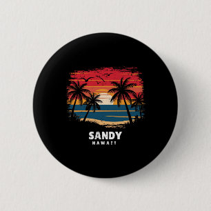Sandy Beach Hawaii Surfboarder Palm Tree Souvenir 6 Cm Round Badge