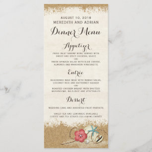 Sandy Beach Hibiscus & Shells Wedding Dinner Menu
