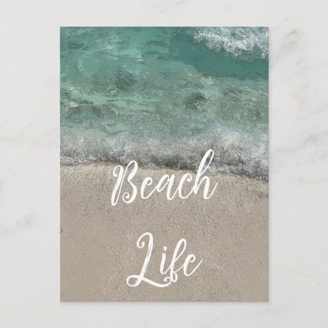 Sandy Beach Life Teal Blue Trendy Artsy Abstract  Postcard (Front)