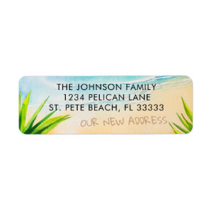 Sandy Beach Moving Announcement Return Address Label