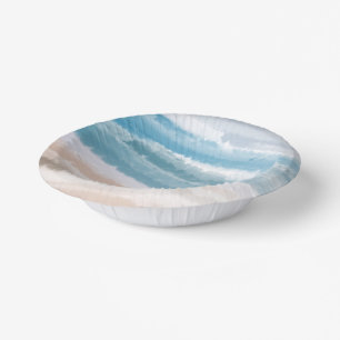 Sandy Beach Ocean Waves Abstract Watercolor Paper Plate