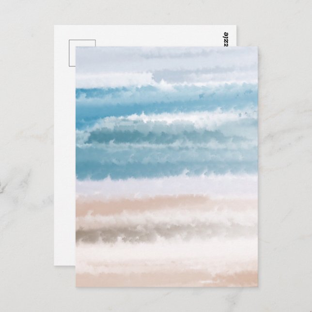 Sandy Beach Ocean Waves Abstract Watercolor Postcard (Front/Back)