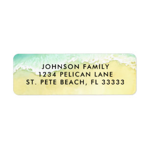 Sandy Beach Ocean Waves Return Address Label