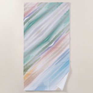 Sandy Beach Ocean Waves Sunset Abstract Watercolor Beach Towel