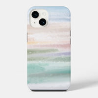 Sandy Beach Ocean Waves Sunset Abstract Watercolor