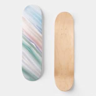 Sandy Beach Ocean Waves Sunset Abstract Watercolor Skateboard