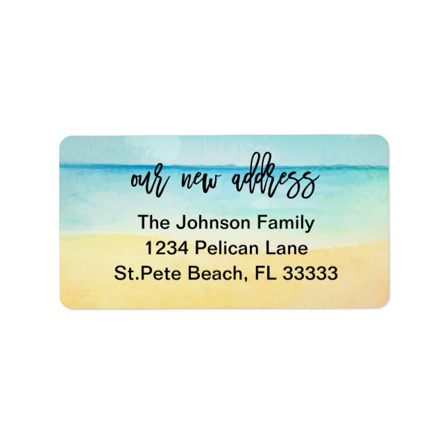 Sandy Beach Scene New Address Label (Front)