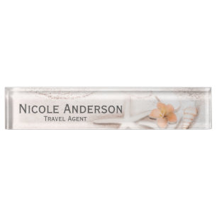 Sandy Beach Sea Shells Hibiscus Personalised Nameplate