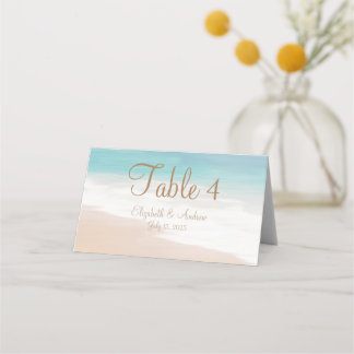 Sandy Beach Seaside Wedding Place Card