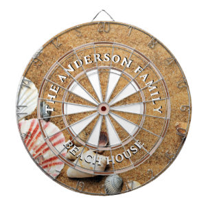 Sandy Beach Shells Family Name Beach House Dartboard
