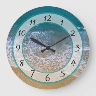 Sandy  Beach Shore Ocean Waves Clock