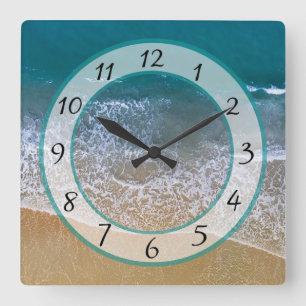 Sandy  Beach Shore Ocean Waves Clock